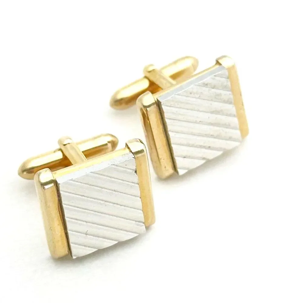Vintage Swank Two Tone Silver and Gold Tone Cufflinks MCM